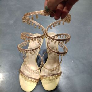 Black Crystal Twine Sandals Thin High Heel Ankle Wrap Open Toe Stiletto Heel Shoes Hot Sale Rhinestone Dress Women Sandals