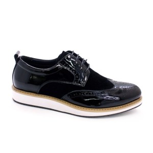 British Style Classic Mens Business Casual Shoes Patent Leather Suede Wingtip Brogue Oxfords Black Flat Fashion Shoes for Men