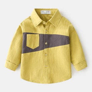 Korean Style Lapel Toddler Boy Shirts Long Sleeve Shirt Cotton Top Kids Button Shirt
