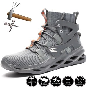 Male Work Boots Indestructible Safety Shoes Men Steel Toe Shoes Puncture-Proof Work Sneakers Male Shoes Adult Work Shoes