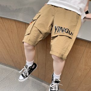 New Summer Children Khaki Shorts For Teens Boys Loose Style Cotton Short Cargo Pants For Teenagers Age 5 7 9 11 13 14 Years