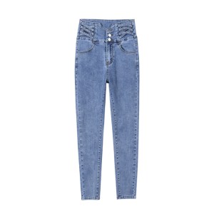 Astetic Skinny Stretch Warm Fleece Jeans High Waist Woman Pencil Pants Streetwear Denim  Trousers  Vetement Femme Winter Clothes