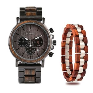 BOBO BIRD Wooden Timepieces Men Watches Bracelet Set Chronograph Military in Wooden Box relogio masculino OEM Drop Shipping