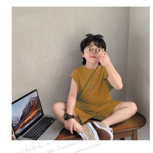 Boys Fried Street Waffle Children'S Suit Ruffian Handsome Summer New Sleeveless Shorts Casual Sports Two-Piece Suit