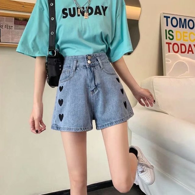 Feynzz Fashion New Summer Women High Waist Button Wigh Leg Jeans Shorts Casual Female Loose Fit Blue Denim Shorts - Image 5
