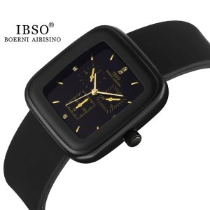 IBSO New Women WristsWatches Silicone Strap Elegant Quartz Watch Ladies Gift Japanese Movement 3Bar Waterproof Square Dial