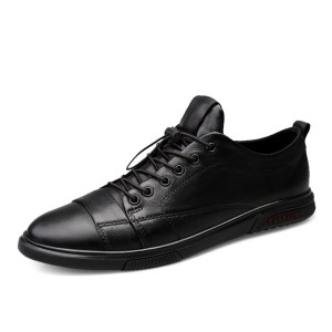 Luxury Genuine Leather Men Casual Shoes Classic Male Lace-Up Outdoor Flats Fashion Korean Style Simple Footwear New Men Sneakers