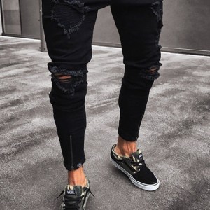 Plus Size S/3XL Mens Cool Designer Brand Black Jeans Skinny Ripped Destroyed Stretch Slim Fit Hip Hop Pants With Holes For Men