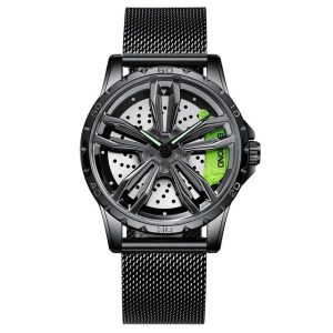 Rotation Rim Hub Sports Car Watches Men Watches Quartz Waterproof Stainless Steel Wheel Wristwatch Car Quartz Men Watches