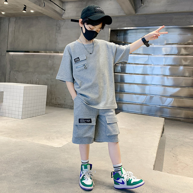 Teen Boys Clothing Sets Summer Black Grey Short Sleeve Tshirt+Shorts 2Pcs New Cool Kids Casual Style Loose Sport Outfits 5-14Yrs - Image 6