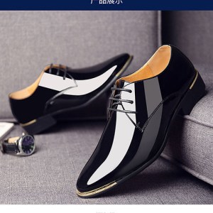 Newly Men's Quality Patent Leather Shoes White Wedding Shoes Size 38-48 Black Leather Soft Man Dress Shoes
