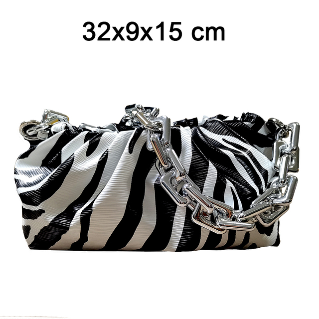 ACEBLUE Fashion Day Clutch Dumpling Bag Zebra Holographic Cloud Bag Clip Purse Bag Women Pleated Pouch Totes Handbag - Image 2