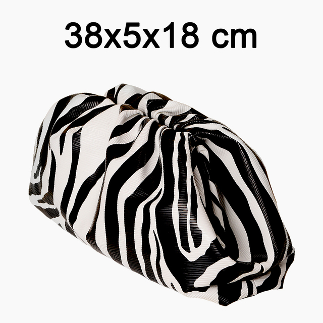 ACEBLUE Fashion Day Clutch Dumpling Bag Zebra Holographic Cloud Bag Clip Purse Bag Women Pleated Pouch Totes Handbag