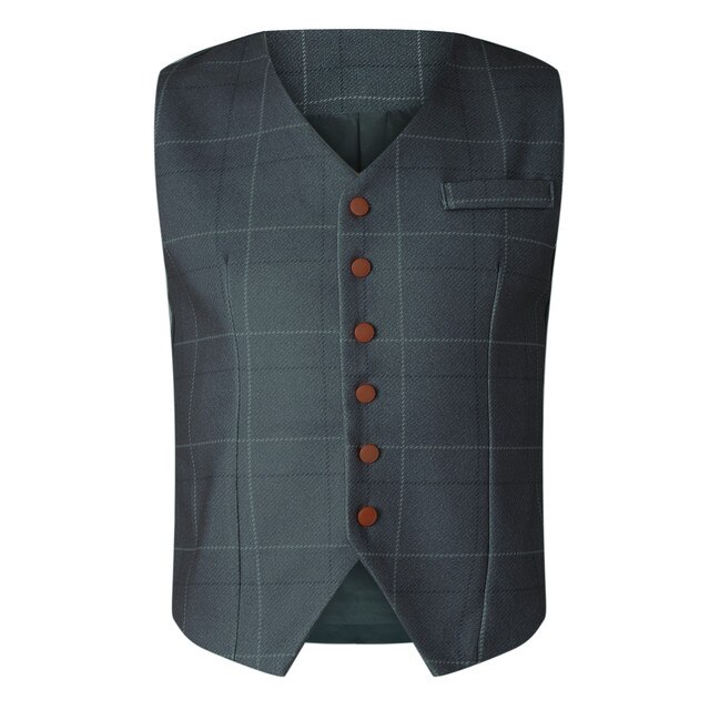 Fashion Men's Casual Plaid Printed Sleeveless Vests Slim Fit Formal Business Jacket Vintage Wool Herringbone Satin Waistcoat#g3 - Image 2