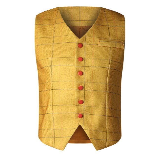 Fashion Men's Casual Plaid Printed Sleeveless Vests Slim Fit Formal Business Jacket Vintage Wool Herringbone Satin Waistcoat#g3 - Image 3