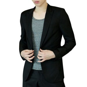 Men's Blazer Coat Slim Suit Korean Style Black Casual Business Daily Jackets Office Fashionable V-neck Tuxedos Male Coat Clothes