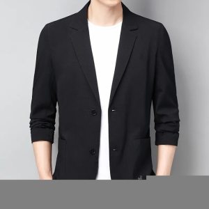 Men's Cotton Linen Suit Jacket Spring Summer Loose Casual Gray Blazers Male Long Sleeve Business Black Coat Terno Masculino
