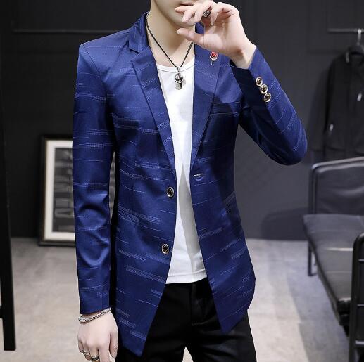 Men's slim mid length casual suit trend autumn Tops - Image 2