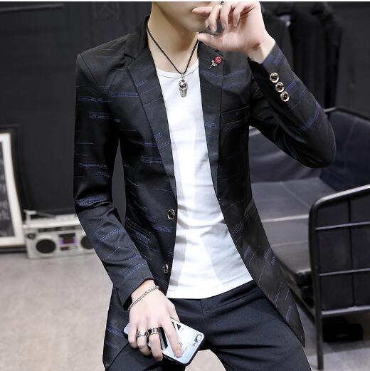 Men's slim mid length casual suit trend autumn Tops - Image 5