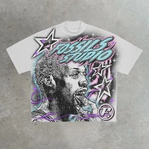 Vintage Basketball Legend Graphic Cotton White Short Sleeve T-Shirt Men Y2K Short Sleeves Oversize Tshirt Streetwear Women Tops