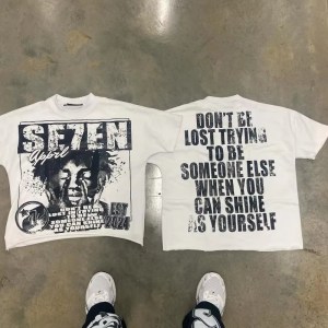 y2k top Alphabet print Street Harajuku short sleeve T-shirt Men 2024 American retro loose top couple casual oversized shirt