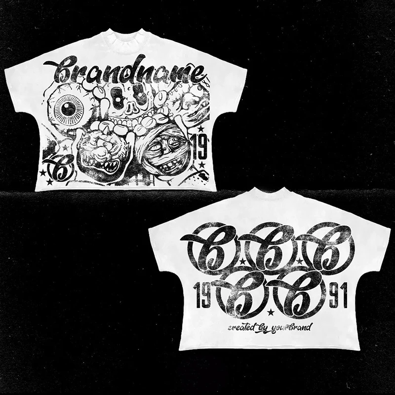 Harajuku Casual Summer Short Sleeve Men Women Y2K Hip Hop Graphic Print T Shirt Oversized Cotton T Shirt Gothic Tops Streetwear - Image 3