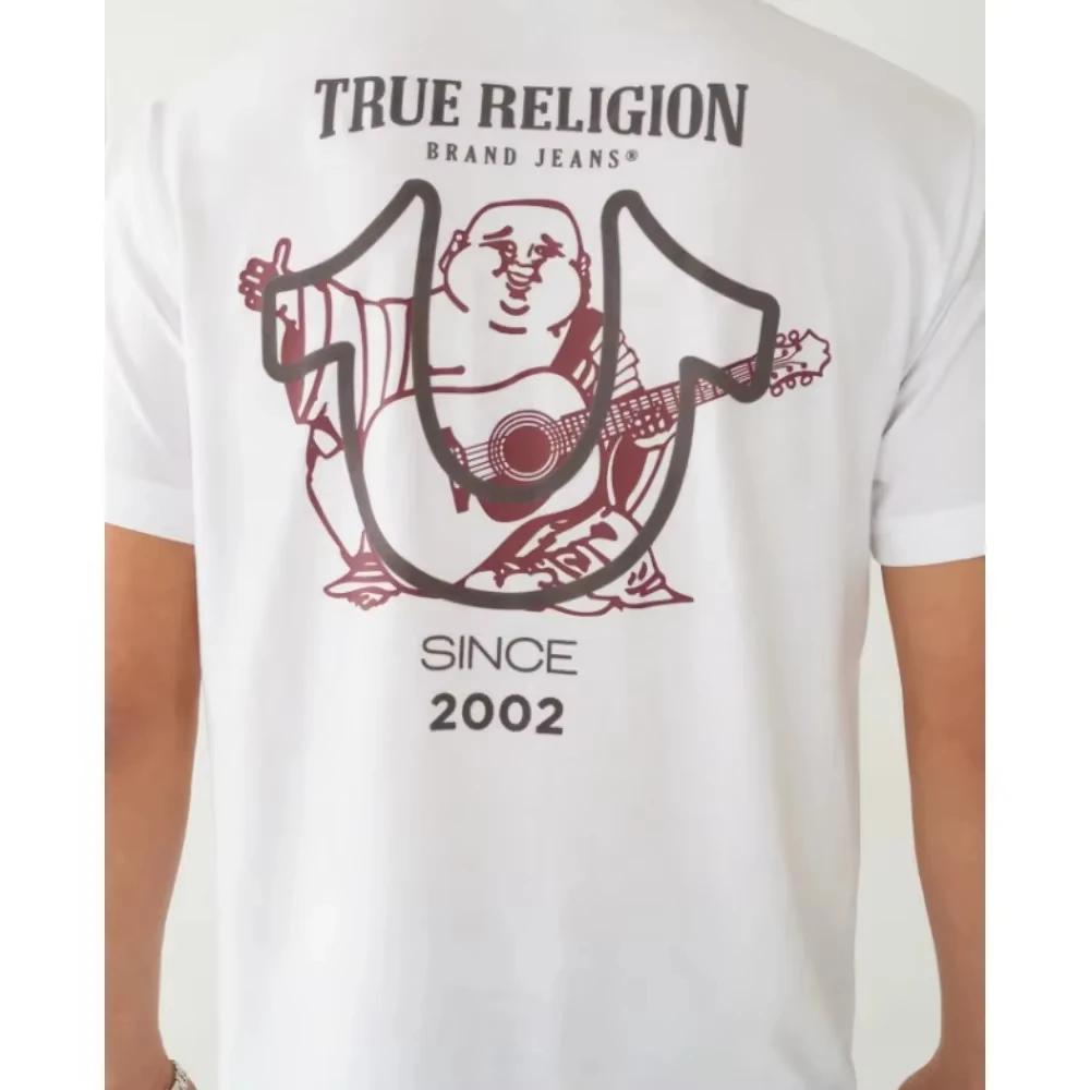 True Religion T-shirt Graphics T-shirt Men Cotton Graphic Crew Neck T-shirt Printed Short Sleeve Comfortable Breathable Top - Image 5
