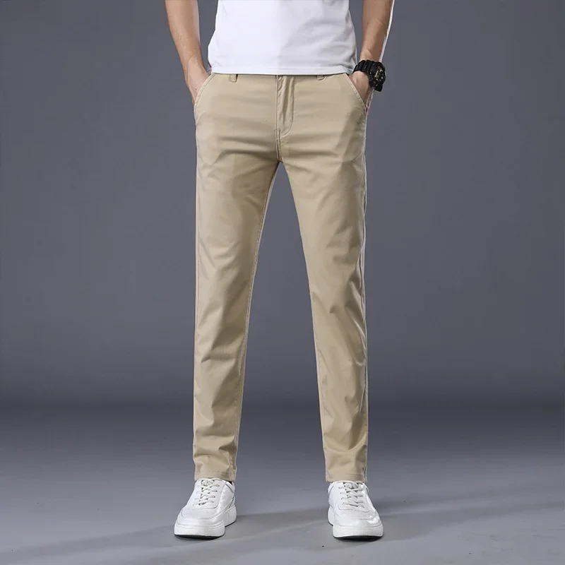 Thin Men's Pants Classic 7 Colors Summer New Casual Pant Business Fashion Stretch Cotton Slim Brand Male Trousers
