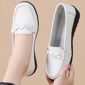 Fashion Genuine Leather Women Flats Black Nurse Shoes Moccasins Ballet Flats Oxford Women Shoe Casual Plus Size Shoes Female