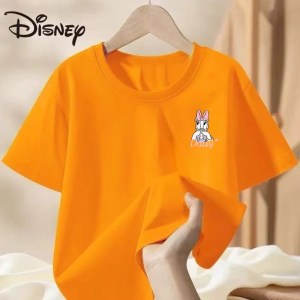 Summer Children Boy Clothes Disney Daisy Cartoon Prints T-shirts Fashion Kid Girls Short Sleeve Crew Neck Top