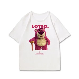 Toy Story Co-branded Woody Buzz Lightyear Strawberry Bear Print Parent-child Children's Clothing Summer Animation Pure Cotton