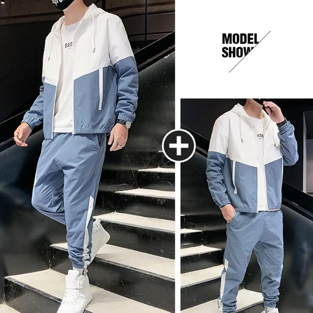 New Men Casual Sets Mens Hooded Tracksuit Sportswear Jackets+Pants 2 Piece Sets Hip Hop Running Sports Suit 3XL - Image 2