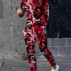 Color Camouflage Printed Men's Sports Sets Men's Daily Casual Long Sleeve T-shirt Street Fashion Men's Pants