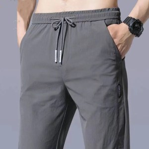 Streetwear Fashion Men Thin Suits Pants Male Clothes Business Casual Lace-up Elastic Loose Straight Sweat Trousers