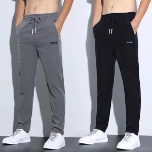 Men Pants Drawstring Multi Pockets Men Trousers Loose Mid Waist Straight Sweatpants Streetwear