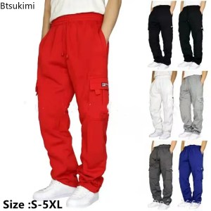 Men's Casual Pants Solid Sweatpants Men Overalls Multi-pocket Husband Sweatpants for Men Oversized Trousers