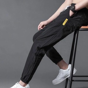 Trousers Men Pants Lace-up Loose M-4XL Solid Color Straight Thin Suits Casual Going Out Shopping